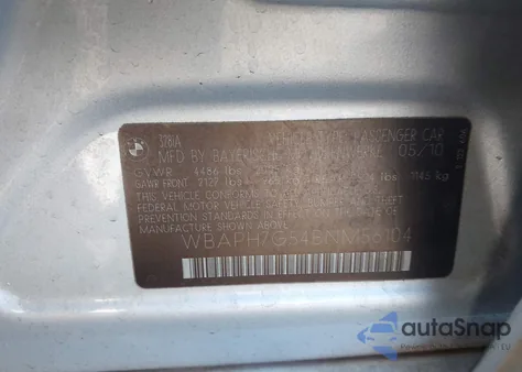 2011 BMW 328I из США, поврежденный, VIN WBAPH7G54BNM56104